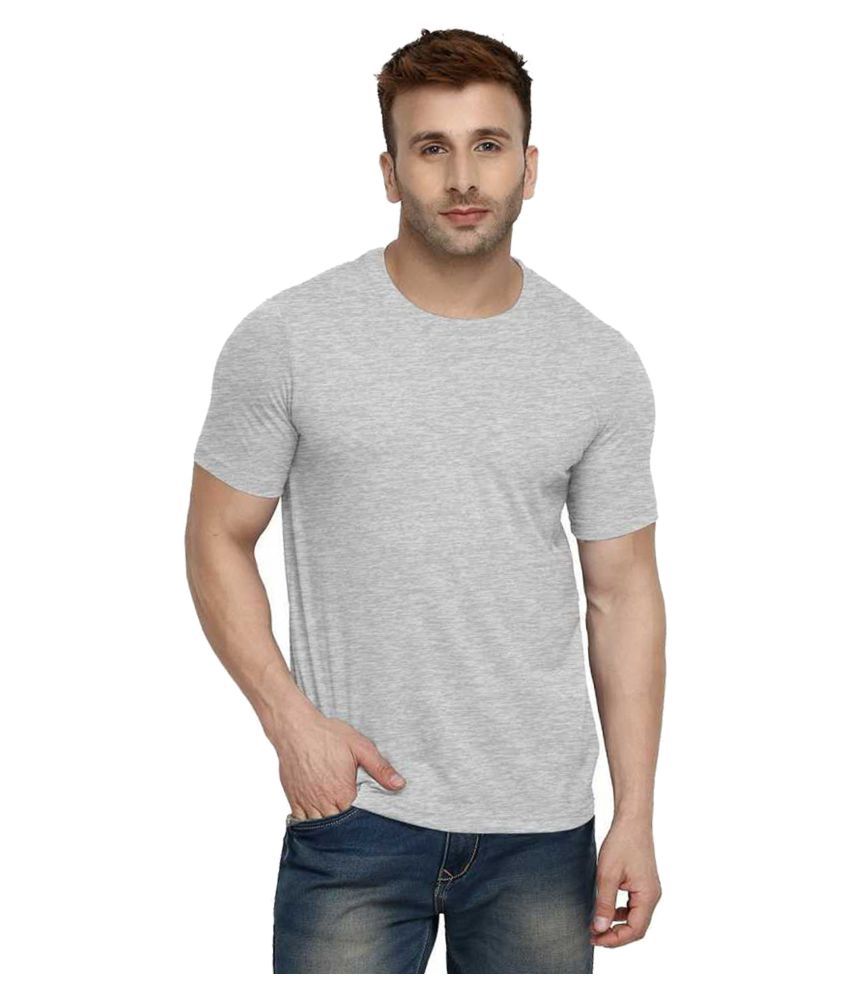     			Glito Cotton Blend Grey Solids T-Shirt