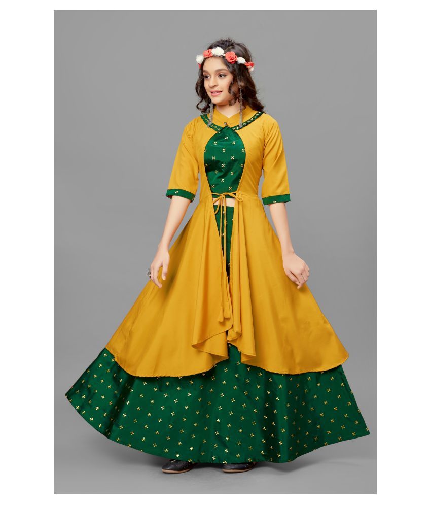     			MIRROW TRADE Jacquard Lehenga Choli Sets For Girls ( , Green )