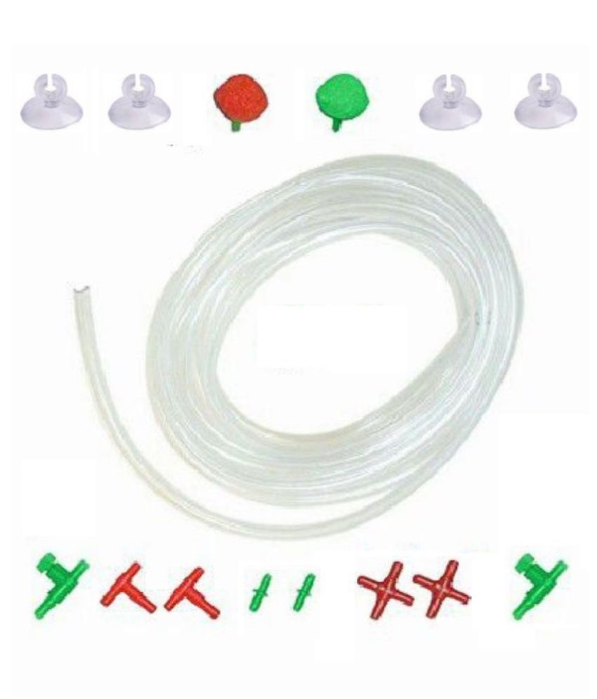     			Aquarium Accessories Combo Kit - 10 ft Silicone Pipe, 2 Air Stones , 2 Royal Keys, 4 Suction Cups, 2 "T" Joint, 2 "I" Joint, 2 "+" Joint