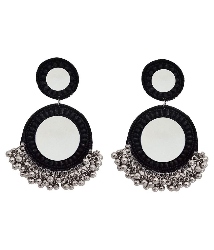     			Happy Stoning Latest Fashion Designer Premium Mirror Fabric Earrings