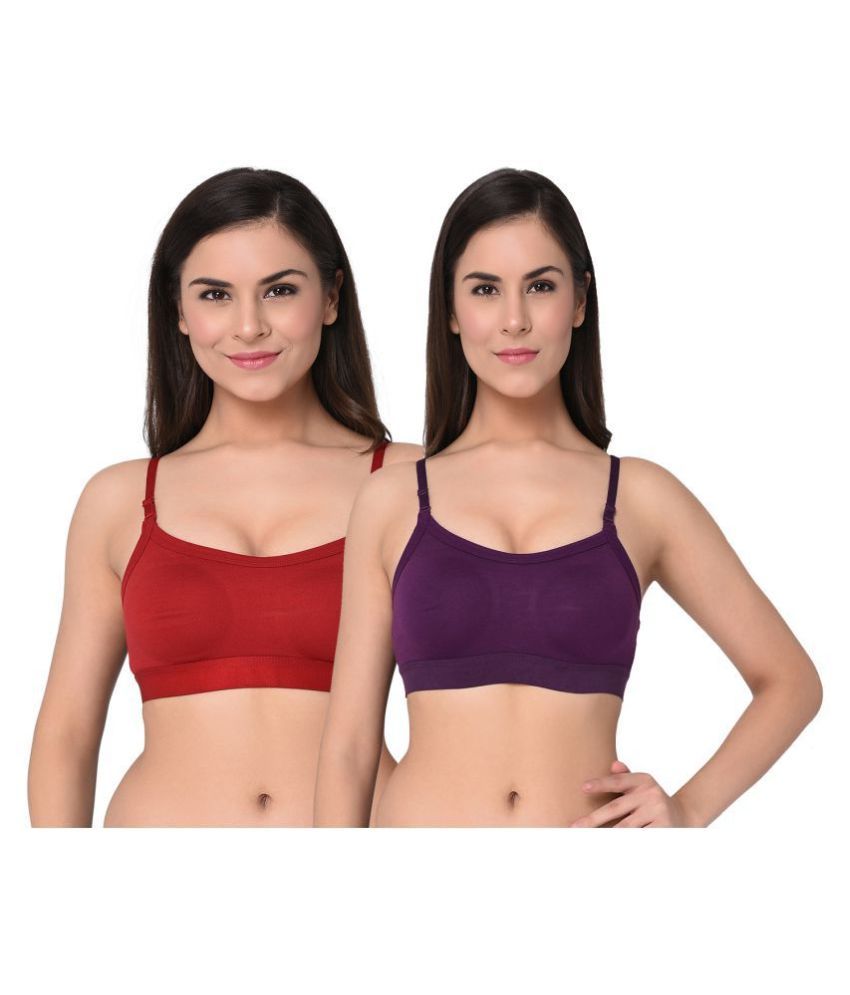     			Elina Multi Color Cotton Solid Sports Bra