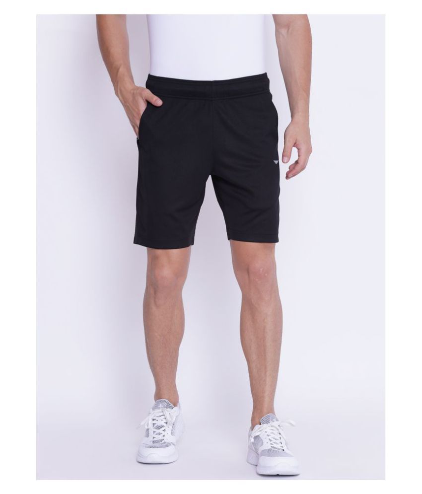 Red Tape Black Polyester Running Shorts Single
