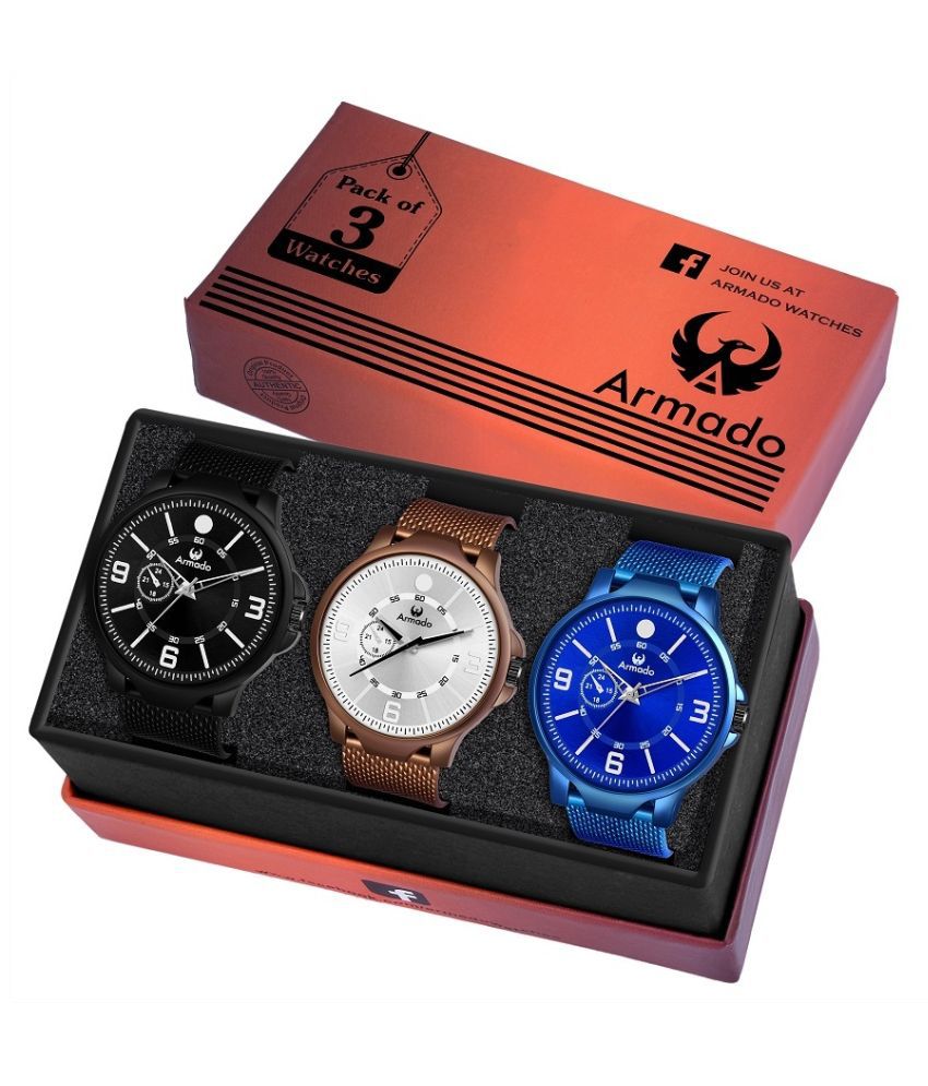     			ARMADO 5706 CLASSIC COMBO OF 3 RUBBER STRAP ANALOGUE WATCHES FOR MEN AND BOYS