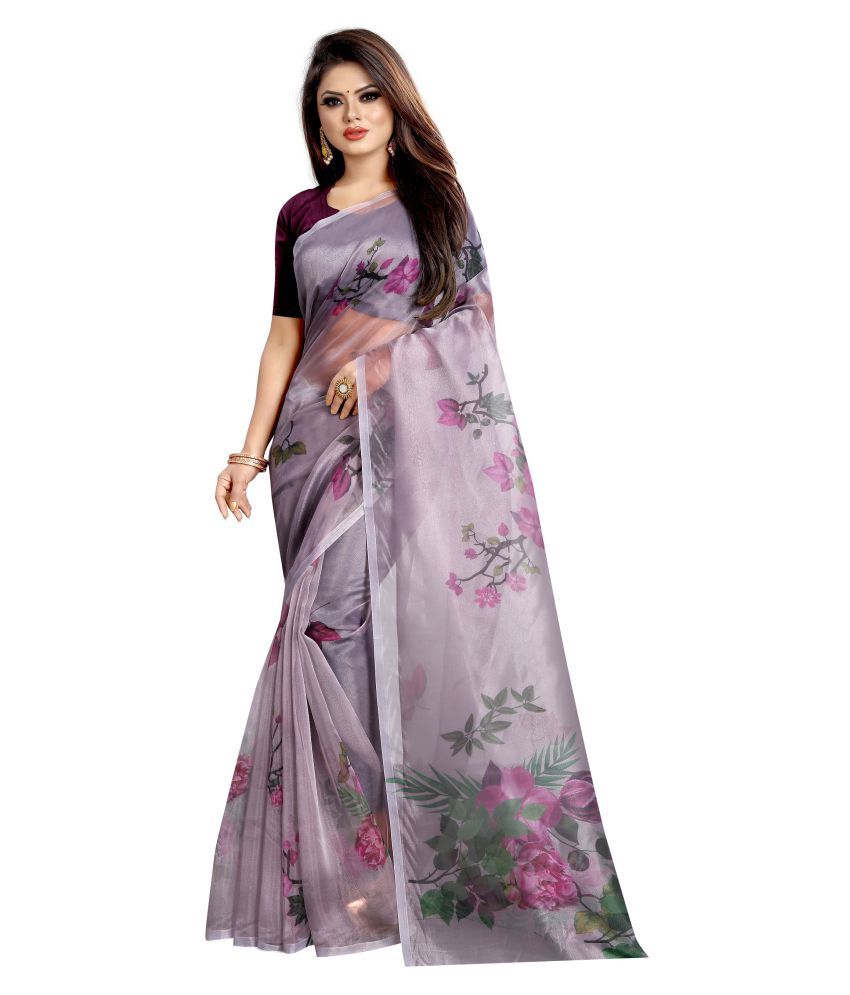 Fashion Corner Purple Organza Saree - Buy Fashion Corner Purple Organza ...