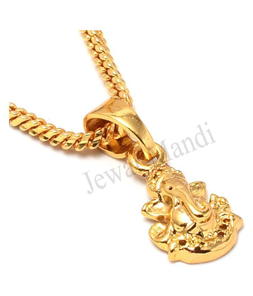     			Jewar Mandi Pendant Ganesh Ji Locket Chain Gold Plated Rich Look Long Size Latest Designer Daily Use Jewelry for Men Women, Boys Girls, Unisex