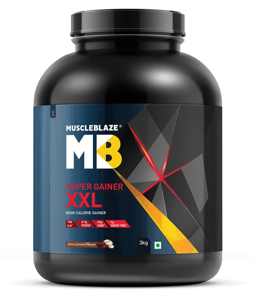 MuscleBlaze Super Gainer XXL, For Muscle Mass Gain (Choco Coconut, 3 Kg/ 6.6 lb, 30 Servings)