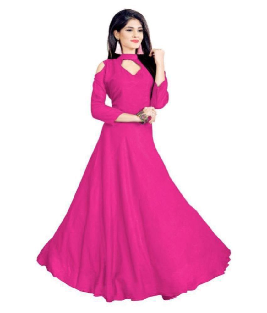 SAI TELECOM Rayon Pink A- line Dress - Buy SAI TELECOM Rayon Pink A ...
