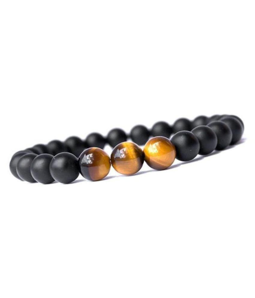     			Natural Onyx Stone Bead Stretch Yoga Unisex Strand Bracelets