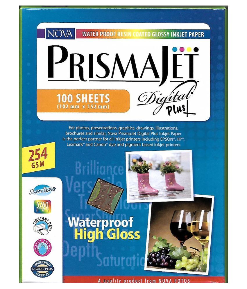 PRISMAJET Resin Coated Digital Plus Glossy Inkjet Paper 4 x 6 Inches - 254  gsm (100 Sheets): Buy Online at Best Price in India - Snapdeal