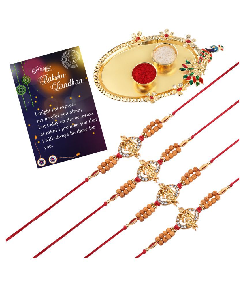 Stylish Look "KRISHNA JI " Pendant Rakhi with Kankawati Pooja Thali