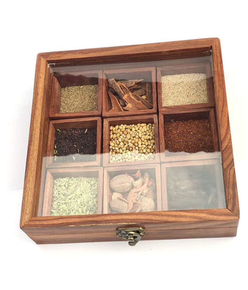 Buy TFS Wooden Masala box Wooden Spice Container Set of 1 50 mL Online
