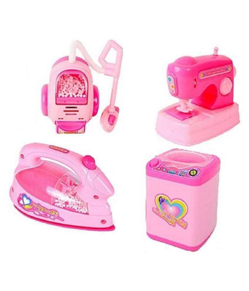 Ruhani Kitchen Set Household Cleaning (Vacuum,Washing Machine,Iron,Sewing) Play Set for Girls,Mini Kitchen Appliance, Set of 4 by Ruhani toys & Gift Gallery