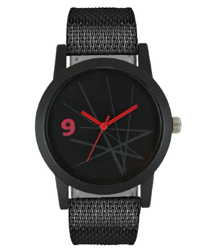     			newmen - Black PU Analog Men's Watch