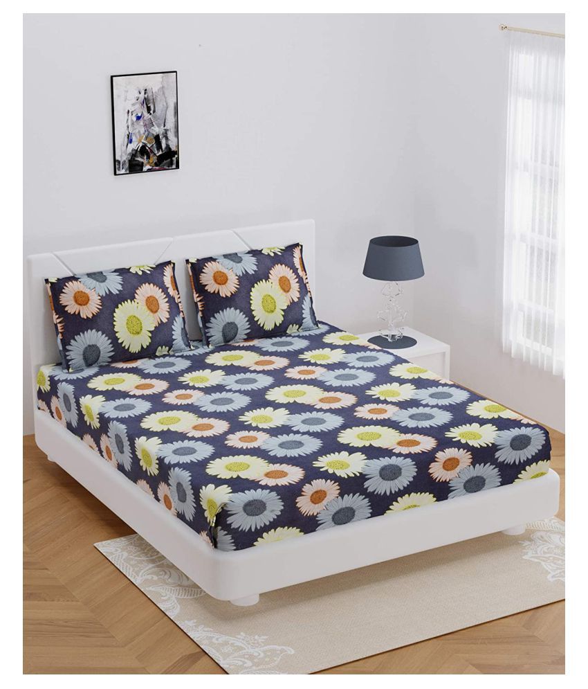Shakrin Double Cotton Multi Printed, Queen Size Fitted Bed Sheets India