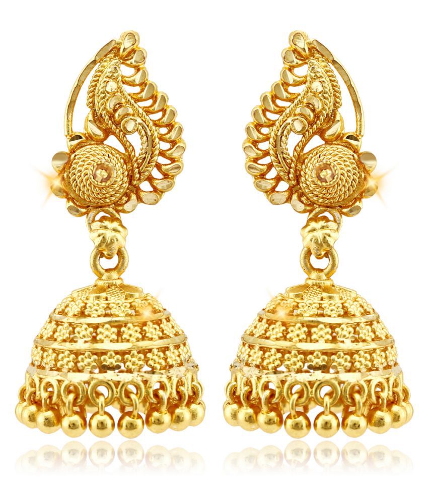     			Vighnaharta Traditional wear South Screw back alloy Gold Plated Jhumki earring for Women and Girls (VFJ1350ERG)