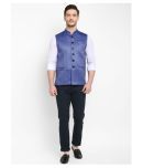 Hangup Blue Cotton Blend Nehru Jacket