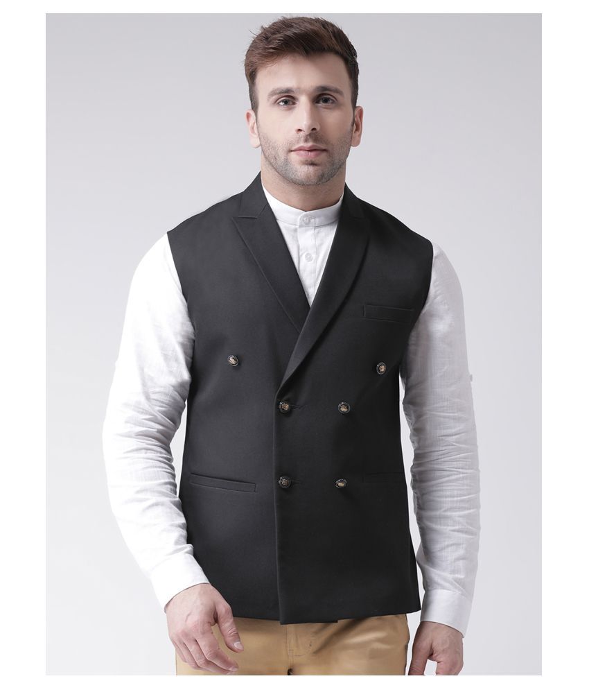     			Hangup Black Cotton Blend Nehru Jacket