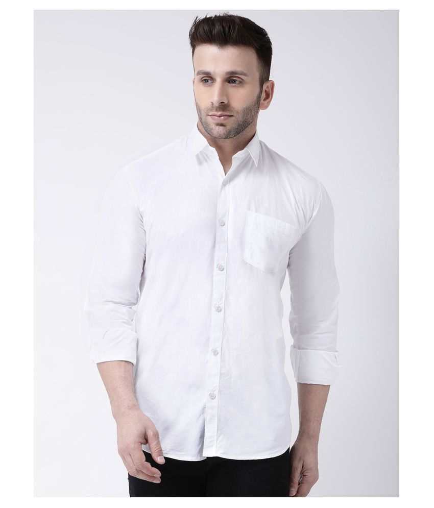     			Hangup Cotton Blend White Shirt