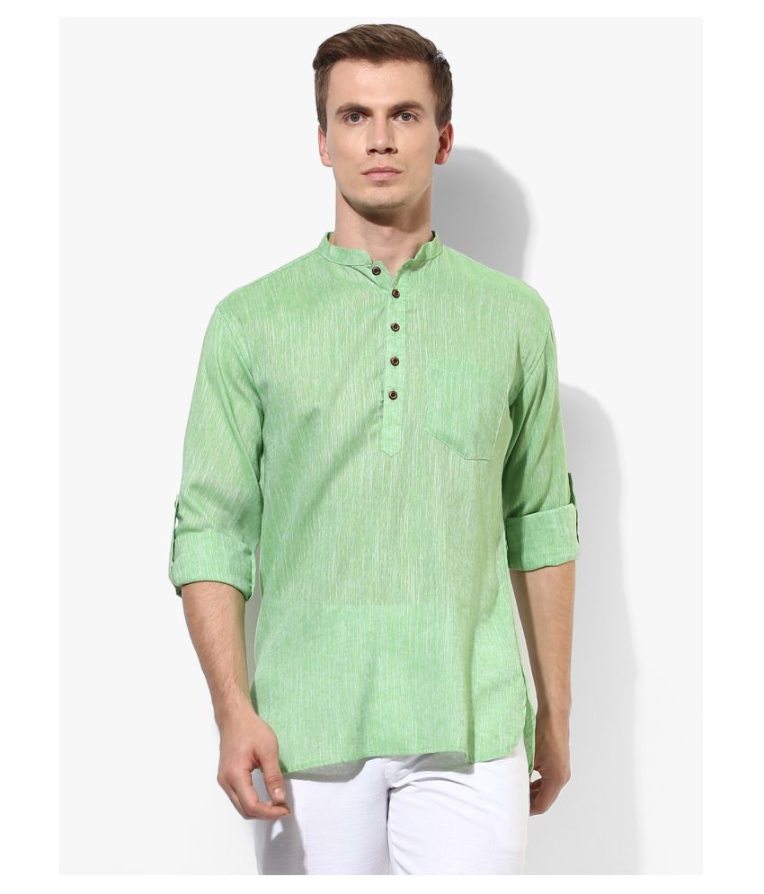     			Hangup Green Linen Kurta