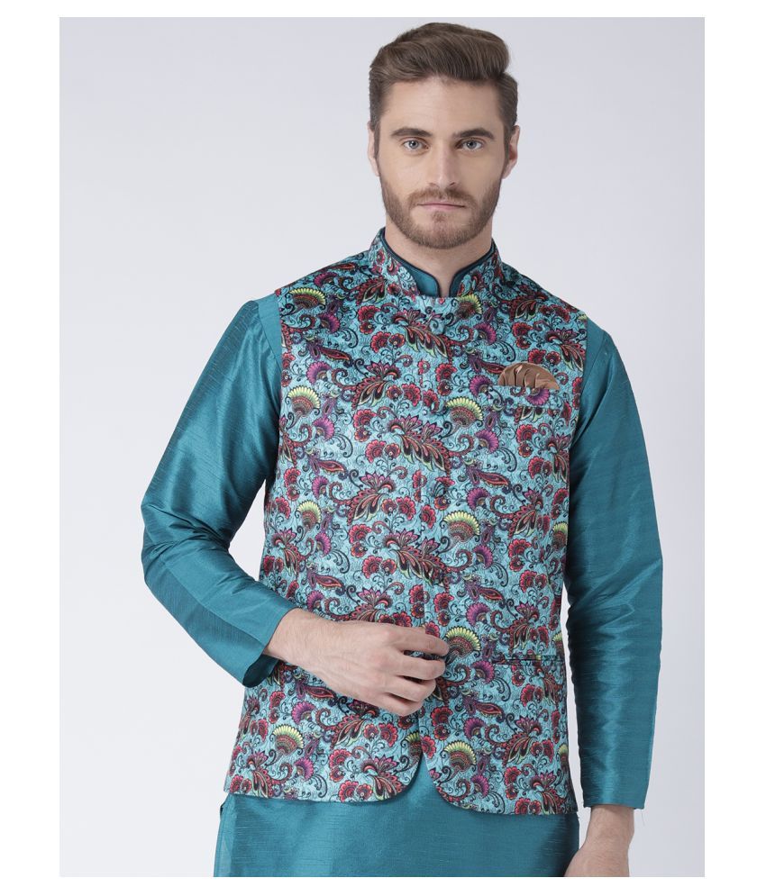     			Hangup Multi Cotton Blend Nehru Jacket