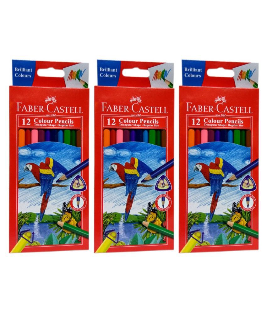     			FABER CASTELL 12 COLOR PENCILS TRIANGULAR SHAPE  PACK OF 3