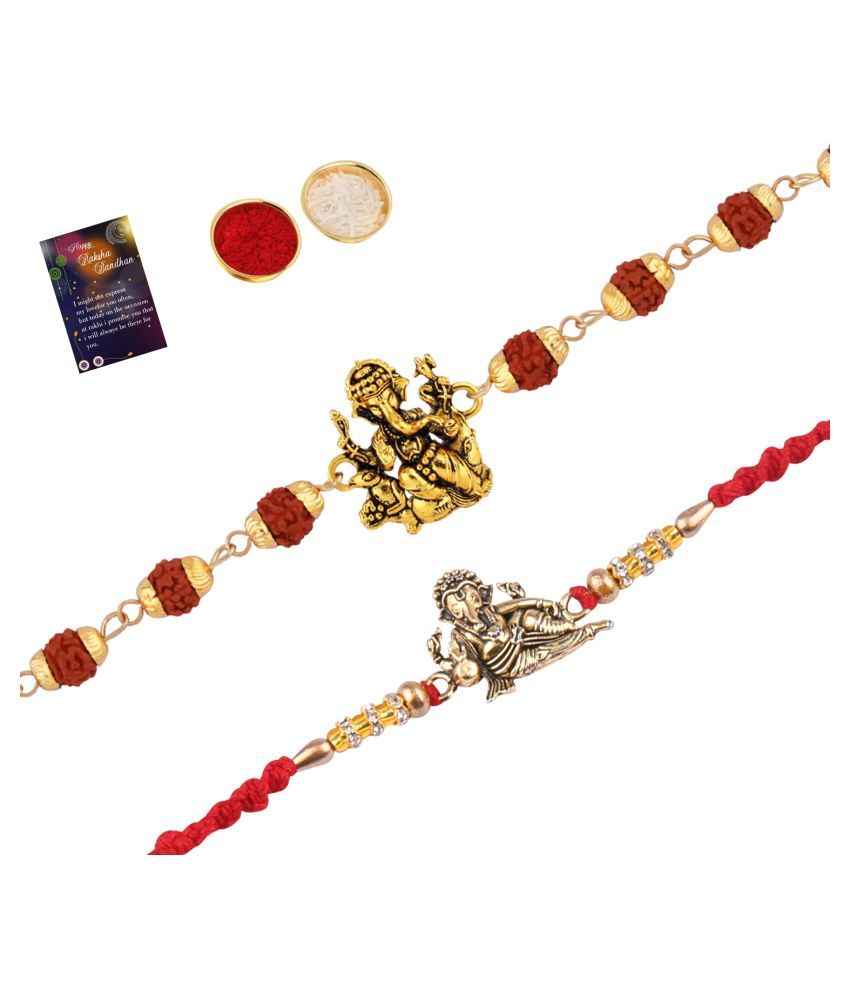     			Paola Rakhi  Rudraksh "Ganpati Ji" With  Stylish Classic  Look "GANESH JI"    Rakhi With Roli Chawal And  Greeting Card