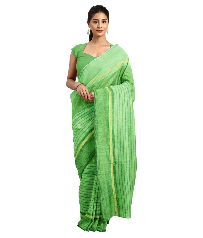     			Aarrah Green Cotton Blend Saree - Single