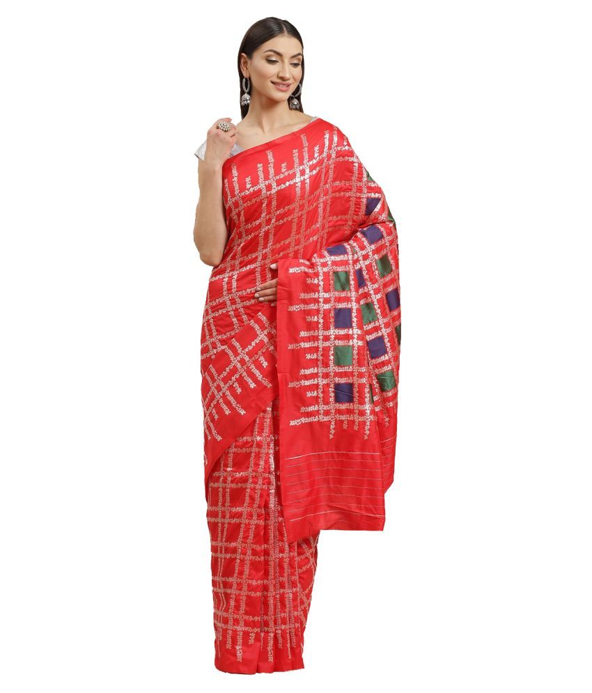     			Aarrah Red Silk Blend Saree - Single