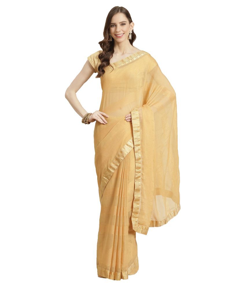     			Aarrah Yellow Brasso Saree - Single