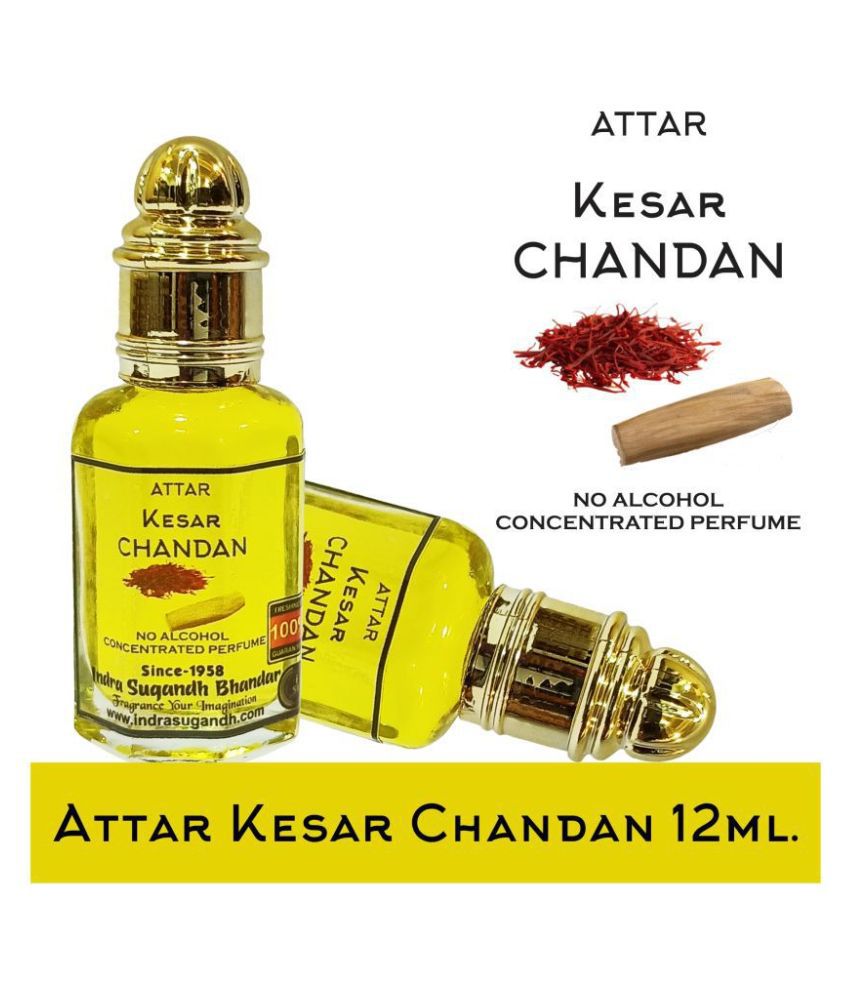     			INDRA SUGANDH BHANDAR - Natural Kesar Chandan Transparent Attar For Men & Women 12ml Pack Of 1