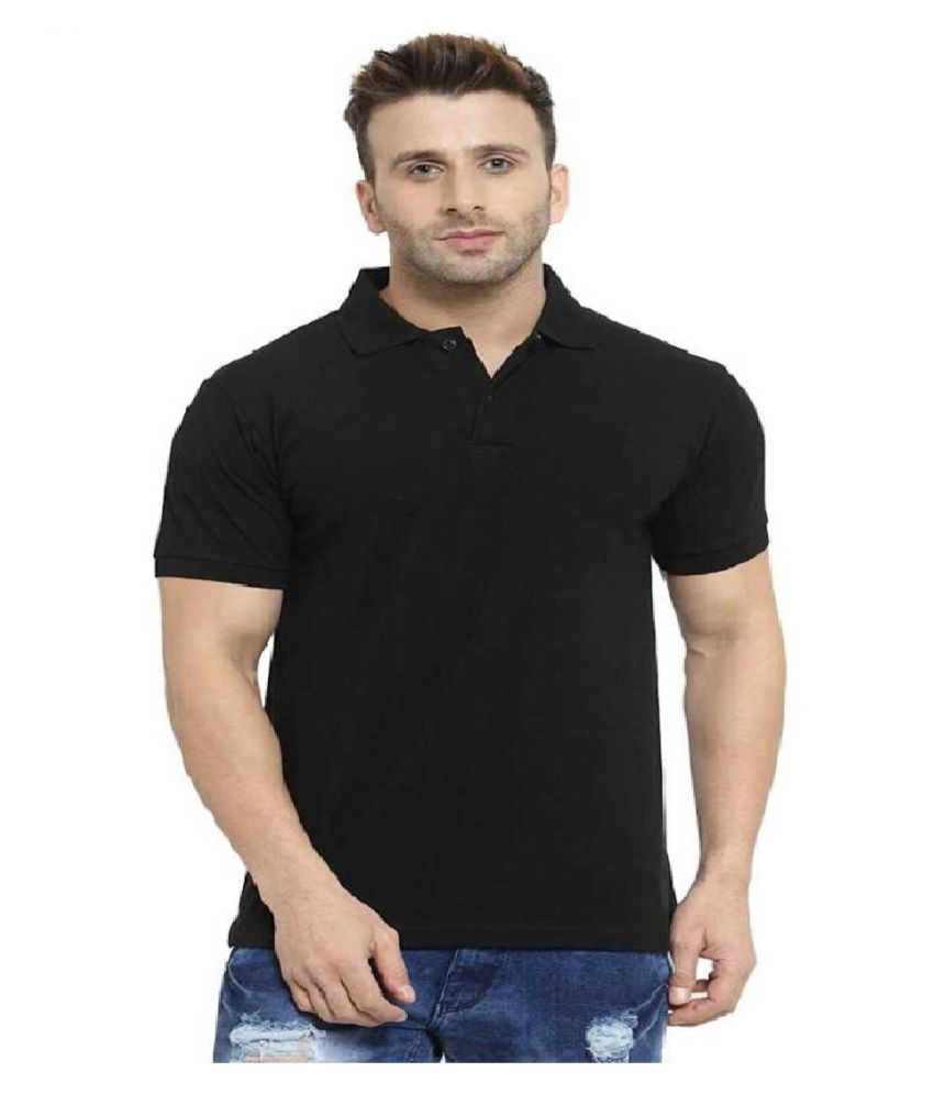     			ASAR Cotton Blend Black Solids T-Shirt