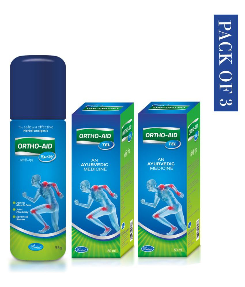 ORTHO AID (2) Ayurvedic Tel 50ml + Spray 55g For Joint & Muscle Pain Relief Pack of 3