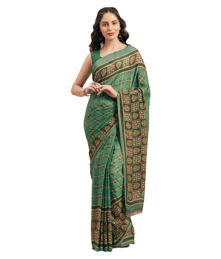     			Aarrah Green Georgette Saree - Single