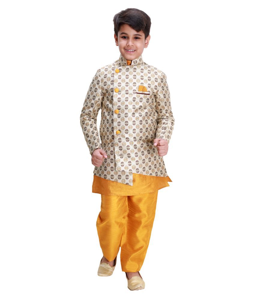     			Fourfolds Boys Cotton Blend ( Pack of 1 , Yellow )