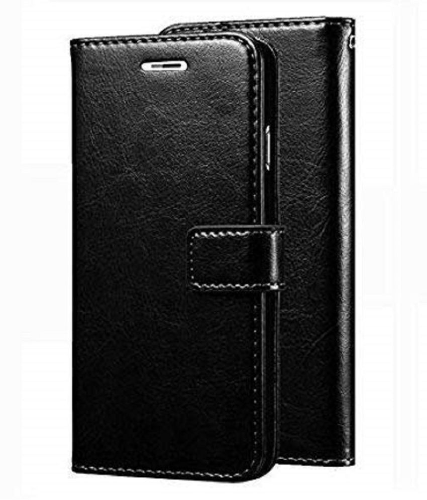     			Vivo Y31 2021 Flip Cover by Kosher Traders - Black Original Leather Wallet