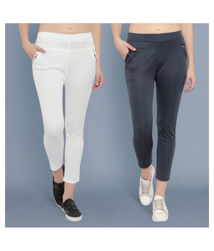 BuyNewTrend Cotton Lycra Casual Pants - Pack of 2