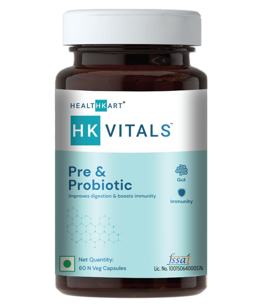 HealthKart HK Vitals Pre & Probiotics, with 30 Billion CFU & 100 mg Prebiotics, Improves Digestion & Immunity, 60 Capsules