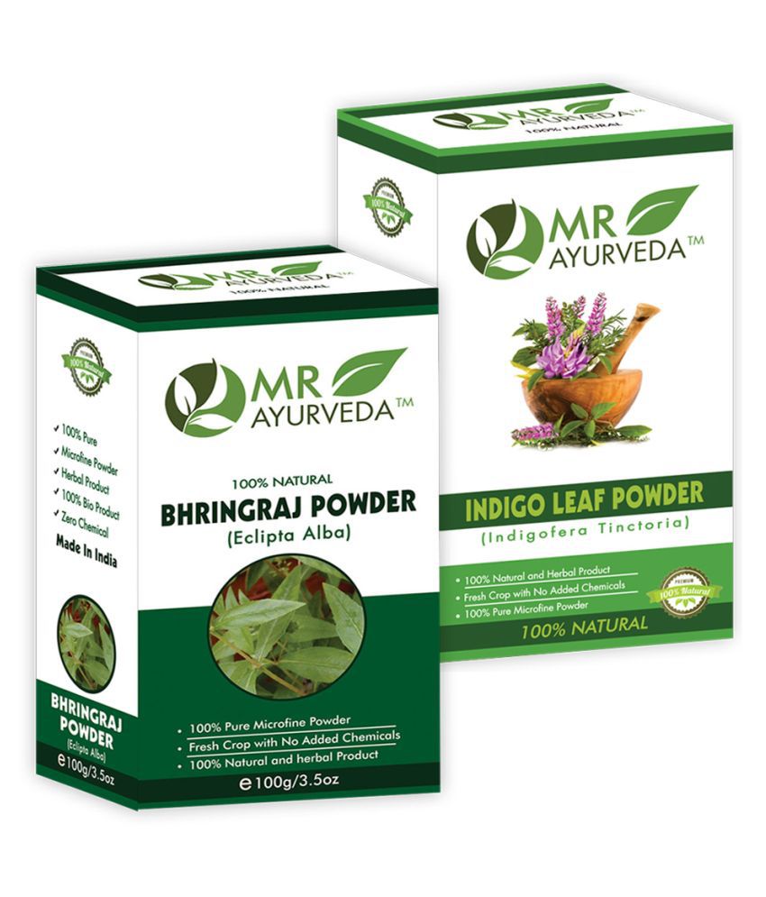     			MR Ayurveda 100% Herbal Bhringraj  Powder and Indigo Powder Hair Scalp Treatment 200 g Pack of 2
