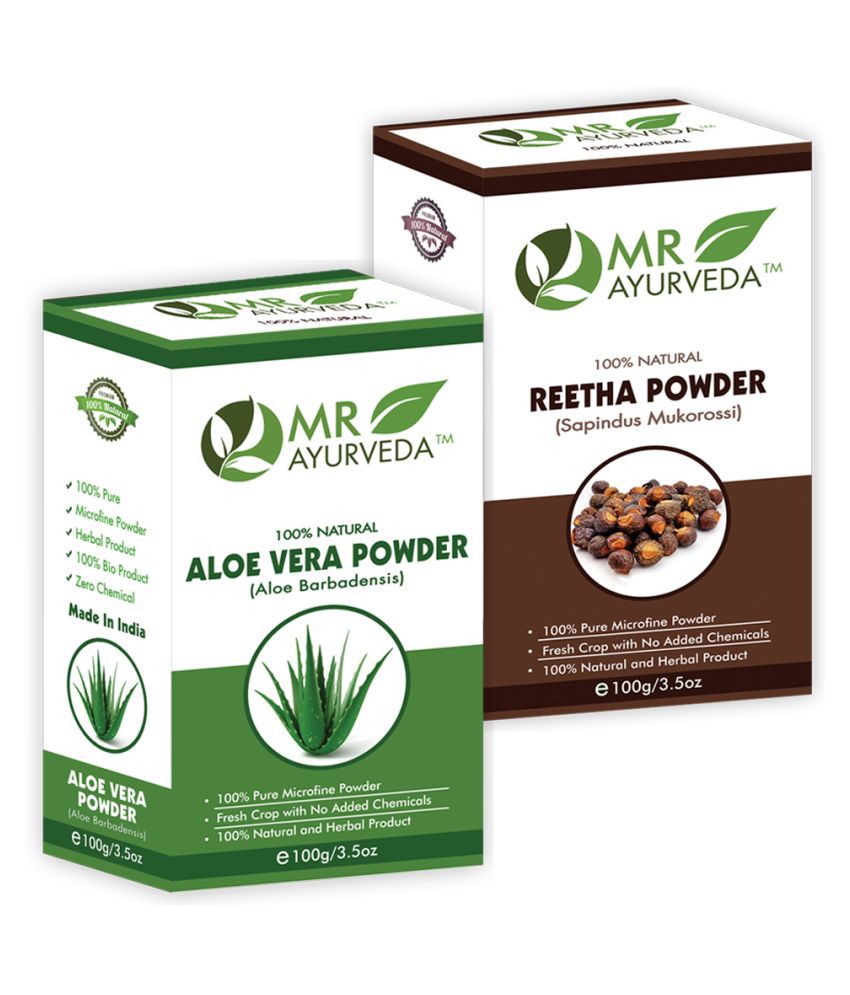     			MR Ayurveda 100% Natural Aloe Vera Powder and Reetha Powder Hair Scalp Treatment 200 g Pack of 2