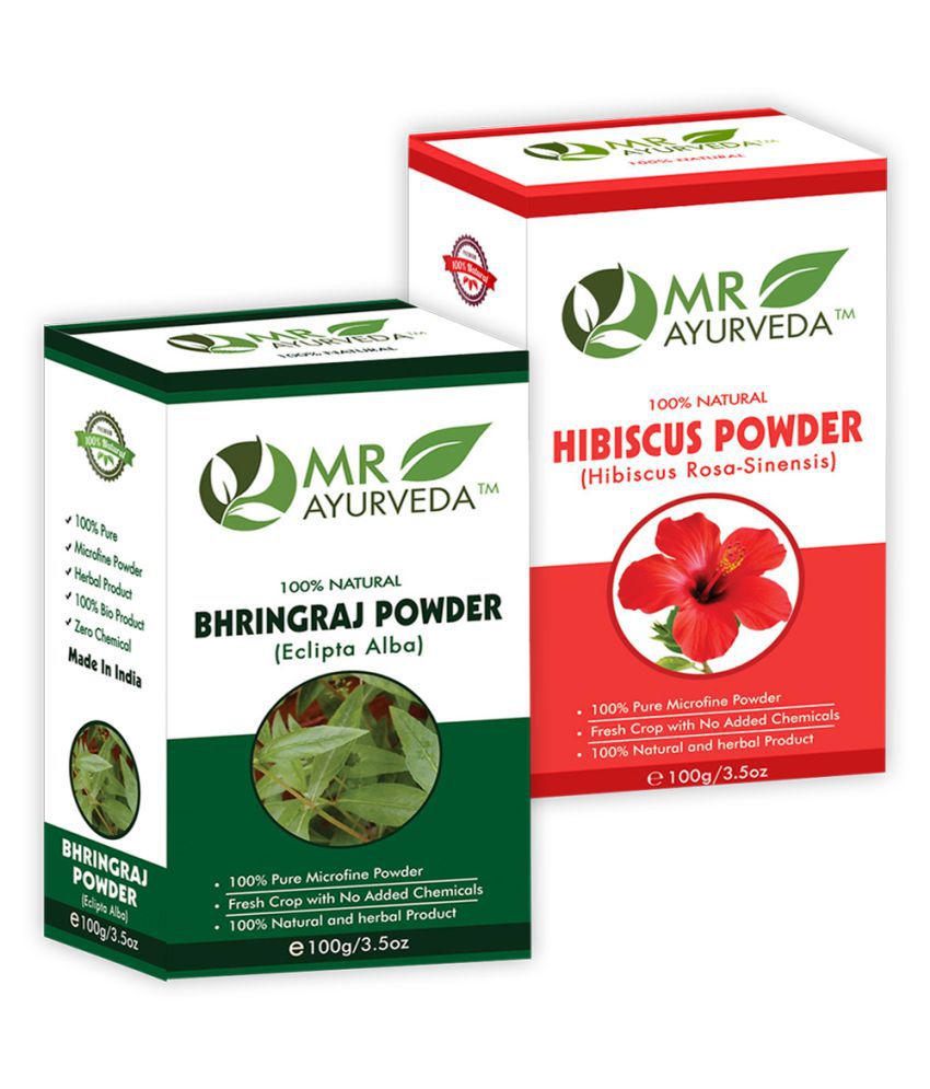     			MR Ayurveda 100% Natural Bhringraj  Powder & Hibiscus Powder Hair Scalp Treatment 200 g Pack of 2