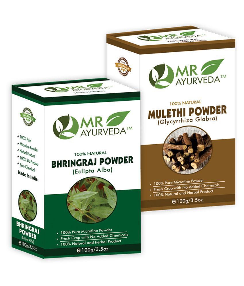     			MR Ayurveda 100% Pure Bhringraj  Powder and Mulethi Powder Hair Scalp Treatment 200 g Pack of 2