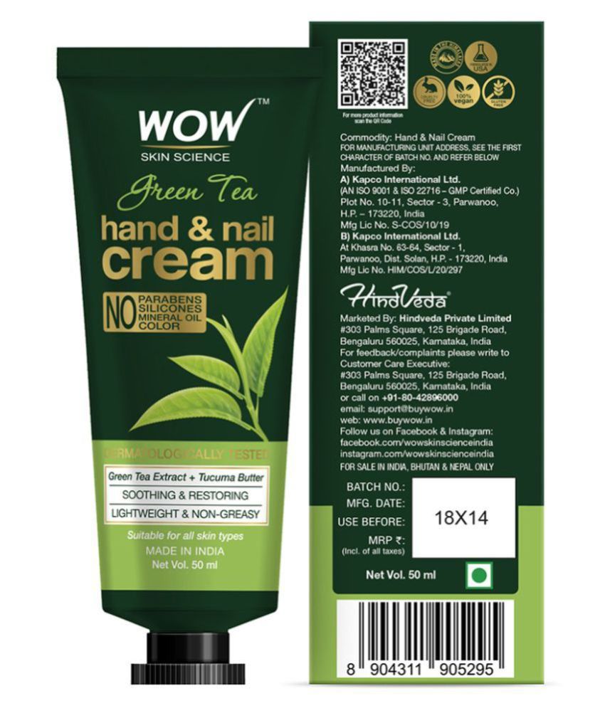 WOW Skin Science Green Tea Hand & Nail Hand Cream 50 mL