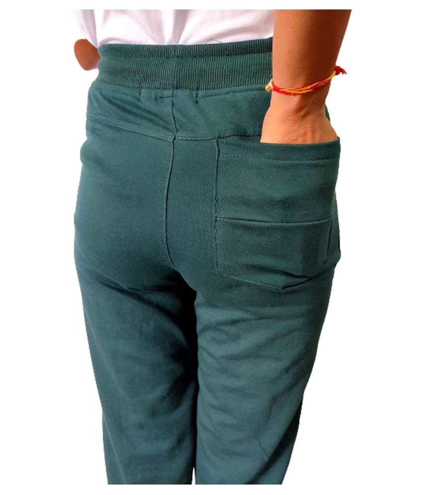 green track pants women's