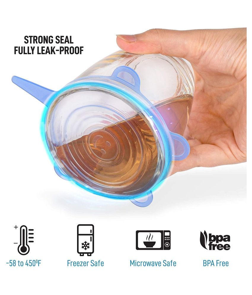 ANGAD Microwave Safe Silicone Stretch Lids reuseable Flexible Covers