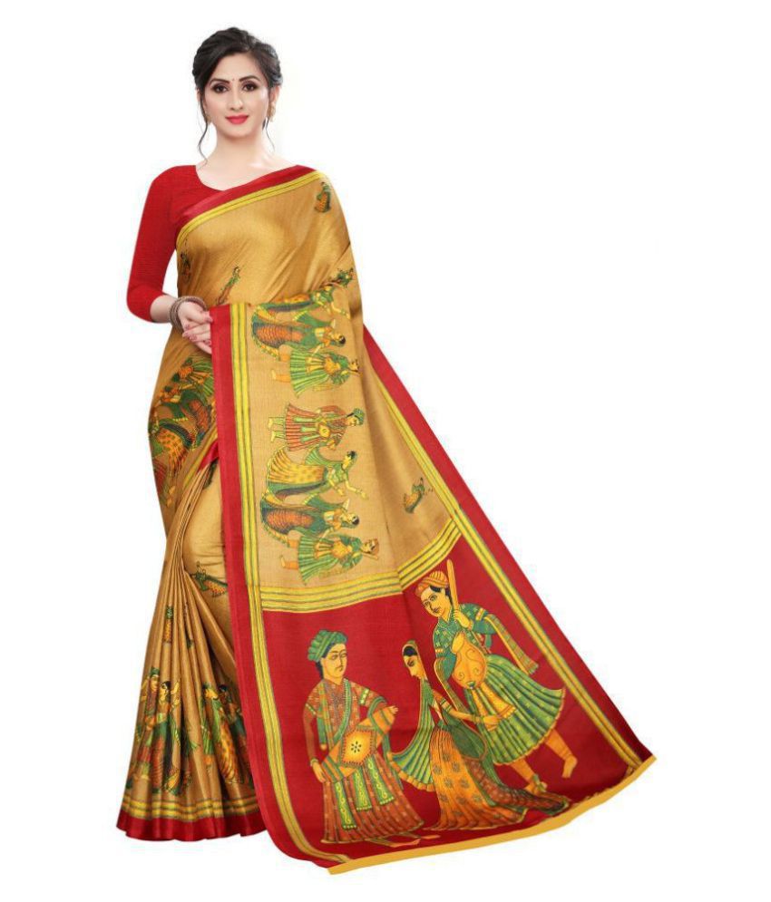 Bhakarwadi - Multicolor Silk Saree With Blouse Piece (Pack of 1)