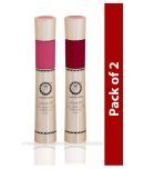 COLORS QUEEN 2 In 1 Matte Lip Gloss and Lipstick Rose Pink & Bright Red (Combo of 2)