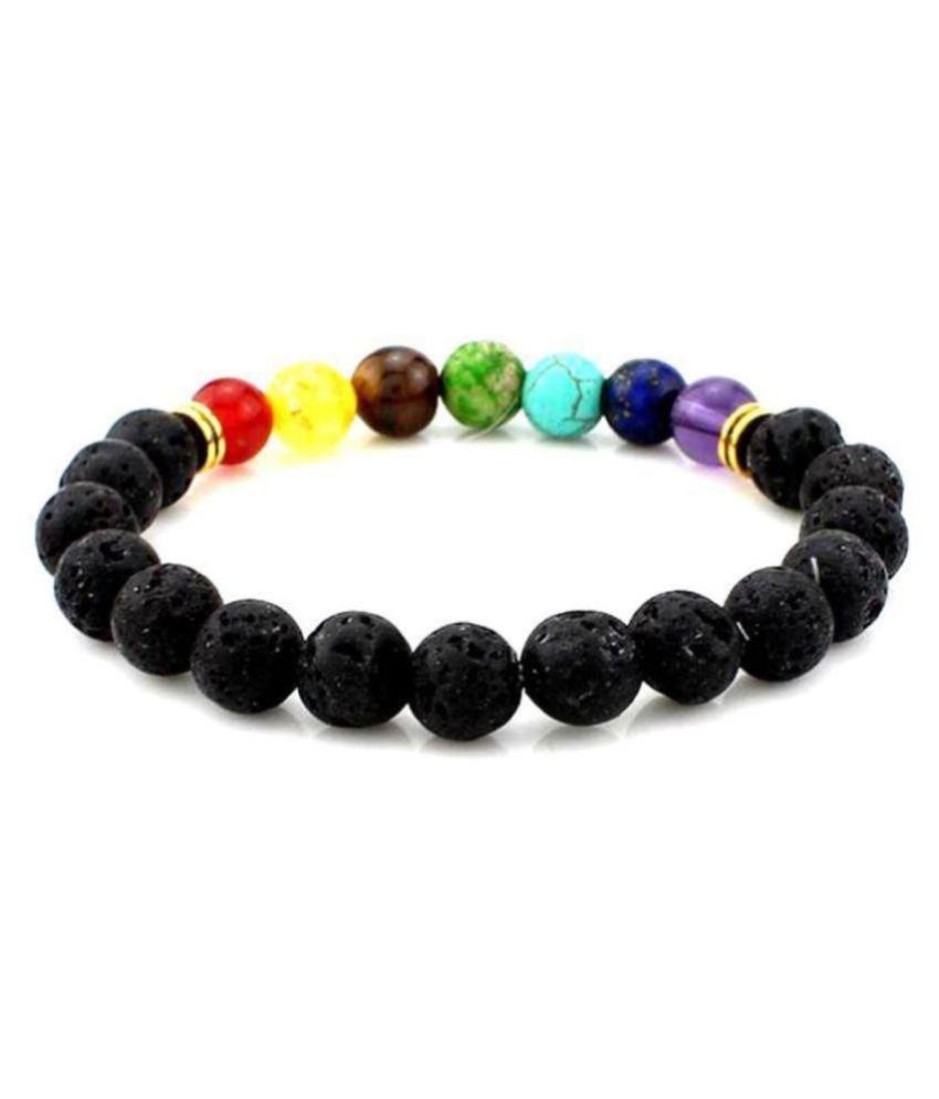     			8mm 7 Chakra Lava Natural Agate Stone Bracelet