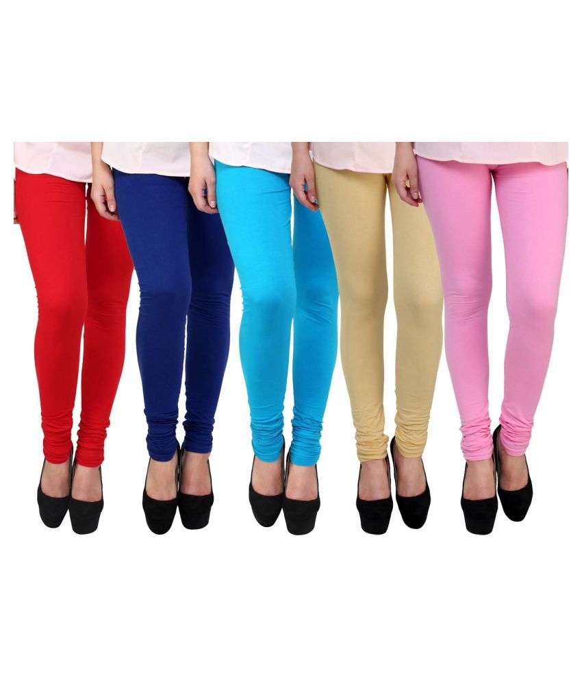     			FnMe - Pink Cotton Women's Leggings ( Pack of 5 )