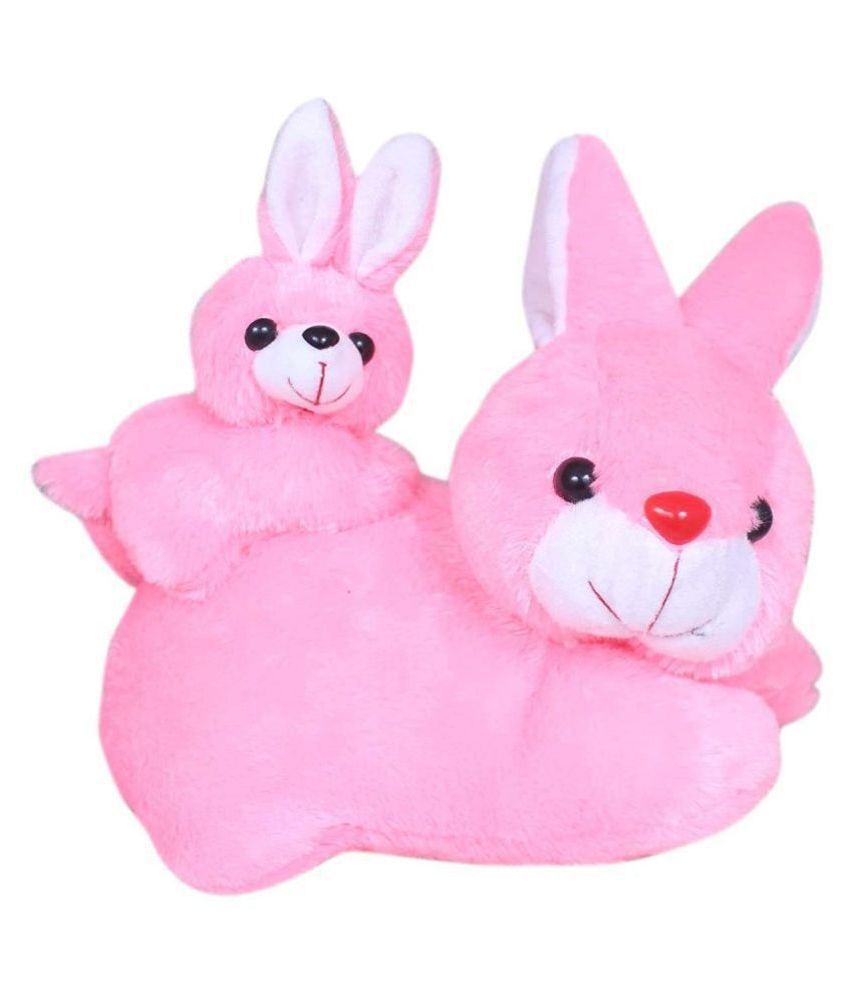     			Tickles Mother with Baby Rabbit Soft Stuffed Animal Plush Toy Set for Girls Boys Baby and Kids (Color: Pink Size: 28 cm Made in India)