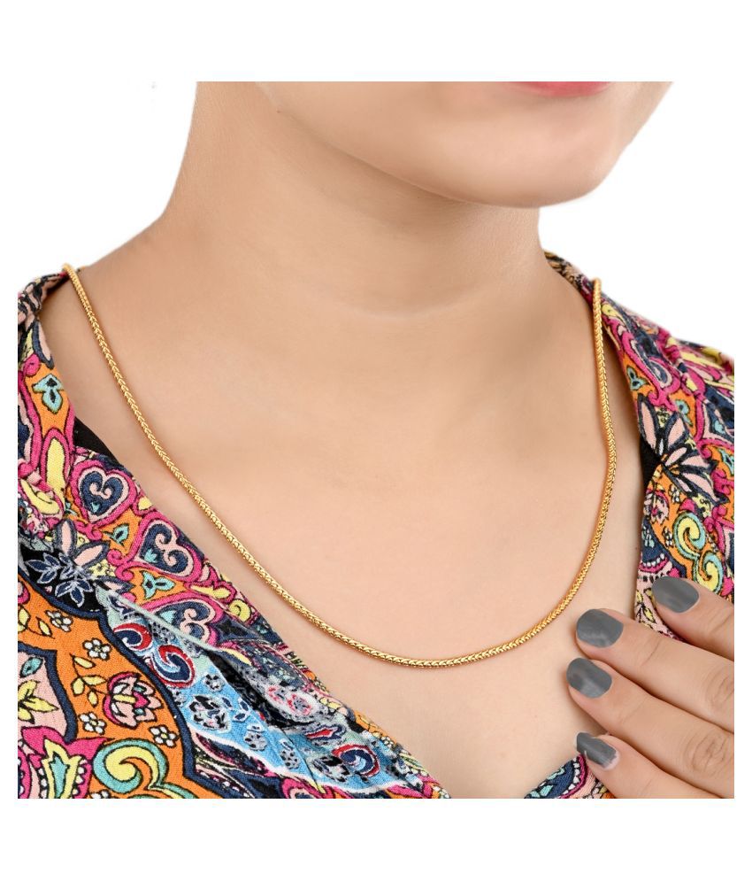     			AanyaCentric Gold Plated Designer Necklace Neck Chain Fashion Jewellery Imitation Brass Alloy Chain Mala Haar for Men Women Girls Boys (Golden)